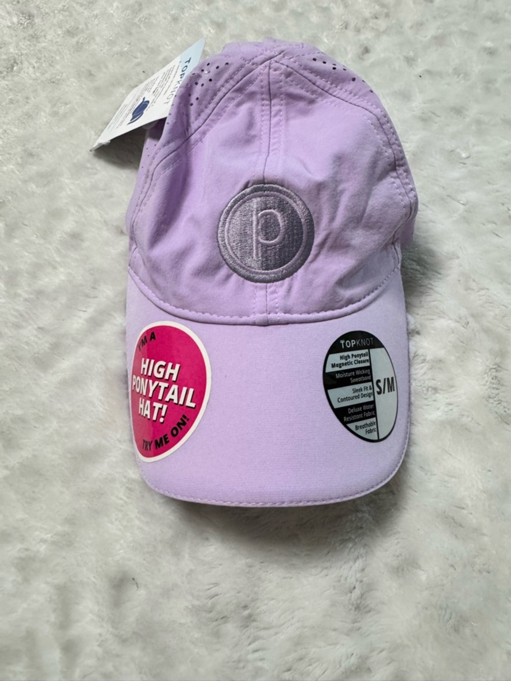 NWT- PURE BARRE Lavender Top Knot  High Ponytail athletic Hat